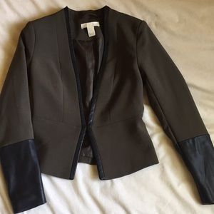 Forest green Blazer jacket with pleather cuffs